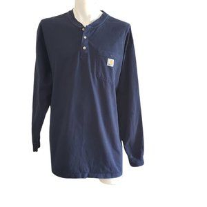 Carhartt Men's Blue Button Up Long Sleeve T Shirt Size XL